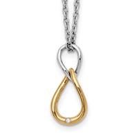 White Ice Sterling Silver Rhodium-plated Gold-tone Diamond Necklace with 2 Inch Extender, 18" view 1