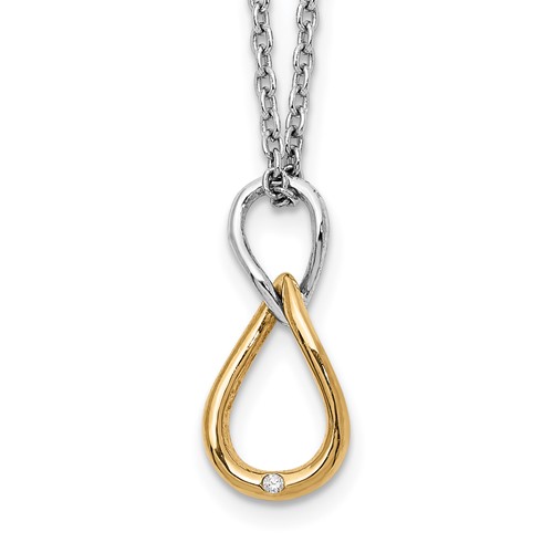 White Ice Sterling Silver Rhodium-plated Gold-tone Diamond Necklace with 2 Inch Extender, 18"