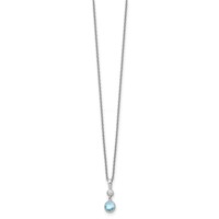 White Ice Sterling Silver Rhodium-plated Blue Topaz and Diamond Necklace with 2 Inch Extender, 18" view 2