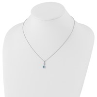 White Ice Sterling Silver Rhodium-plated Blue Topaz and Diamond Necklace with 2 Inch Extender, 18" view 4