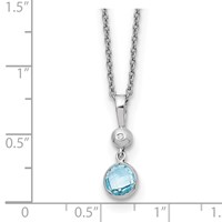 White Ice Sterling Silver Rhodium-plated Blue Topaz and Diamond Necklace with 2 Inch Extender, 18" view 3