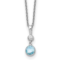 White Ice Sterling Silver Rhodium-plated Blue Topaz and Diamond Necklace with 2 Inch Extender, 18" view 1