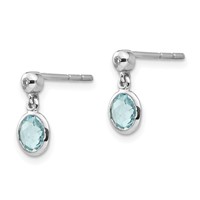 White Ice Sterling Silver Rhodium-plated Blue Topaz and Diamond Post Dangle Teardrop Earrings view 2