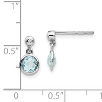 White Ice Sterling Silver Rhodium-plated Blue Topaz and Diamond Post Dangle Teardrop Earrings view 4