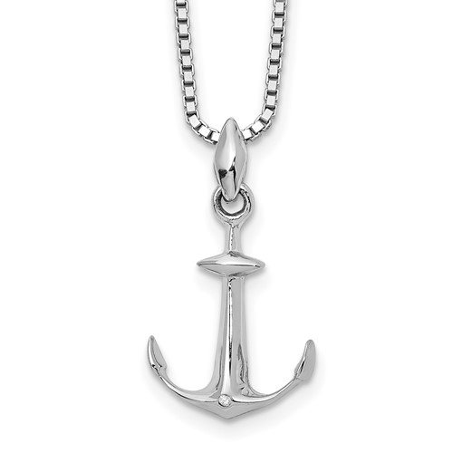 White Ice Sterling Silver Rhodium-plated Diamond Necklace with 2 Inch Extender, 18"
