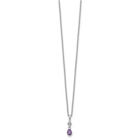 White Ice Sterling Silver Rhodium-plated Amethyst and Diamond Necklace with 2 Inch Extender, 18" view 2