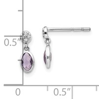 White Ice Sterling Silver Rhodium-plated Amethyst and Diamond Post Dangle Earrings view 4