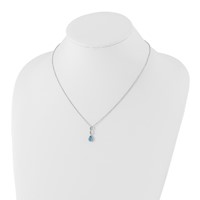 White Ice Sterling Silver Rhodium-plated Blue Topaz and Diamond Teardrop Necklace with 2 Inch Extender, 18" view 4