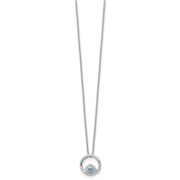 White Ice Sterling Silver Rhodium-plated Blue Topaz and Diamond Necklace with 2 Inch Extender, 18" view 2