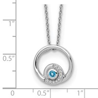 White Ice Sterling Silver Rhodium-plated Blue Topaz and Diamond Necklace with 2 Inch Extender, 18" view 4