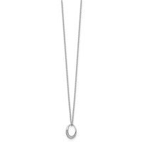 White Ice Sterling Silver Rhodium-plated Diamond Open Oval Necklace with 2 Inch Extender, 18" view 2