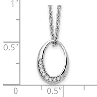 White Ice Sterling Silver Rhodium-plated Diamond Open Oval Necklace with 2 Inch Extender, 18" view 3