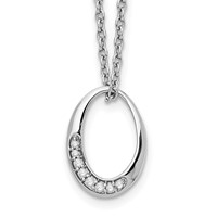 White Ice Sterling Silver Rhodium-plated Diamond Open Oval Necklace with 2 Inch Extender, 18" view 1