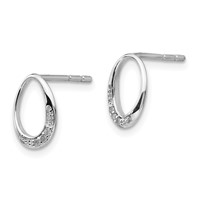 White Ice Sterling Silver Rhodium-plated Open Oval Diamond Post Earrings view 2