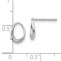 White Ice Sterling Silver Rhodium-plated Open Oval Diamond Post Earrings view 4