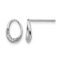 White Ice Sterling Silver Rhodium-plated Open Oval Diamond Post Earrings view 1