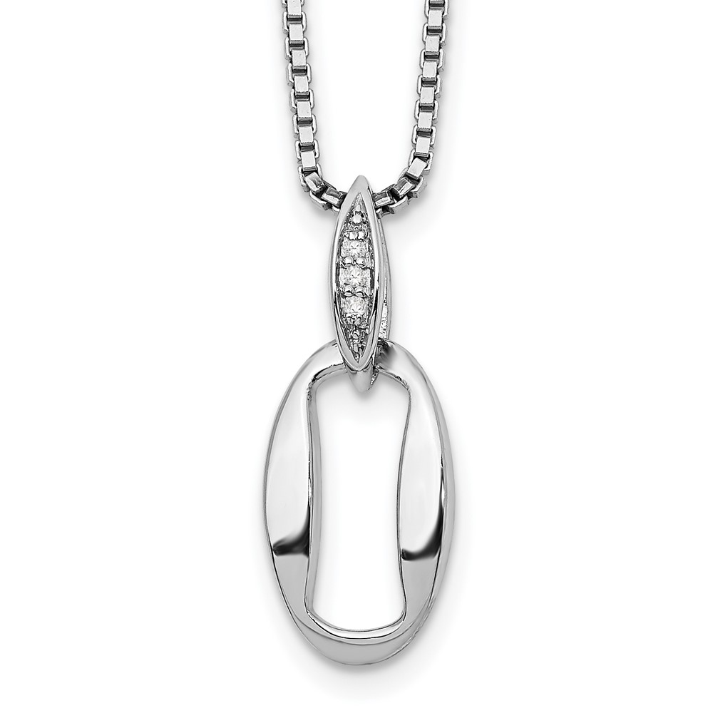 White Ice Sterling Silver Rhodium-plated Diamond Necklace with 2 Inch Extender, 18"