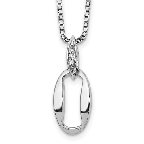 White Ice Sterling Silver Rhodium-plated Diamond Necklace with 2 Inch Extender, 18"