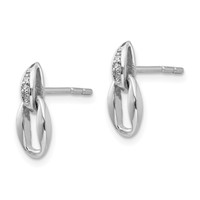 White Ice Sterling Silver Rhodium-plated Open Oval Diamond Post Dangle Earrings view 2