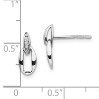 White Ice Sterling Silver Rhodium-plated Open Oval Diamond Post Dangle Earrings view 4