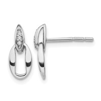 White Ice Sterling Silver Rhodium-plated Open Oval Diamond Post Dangle Earrings view 1