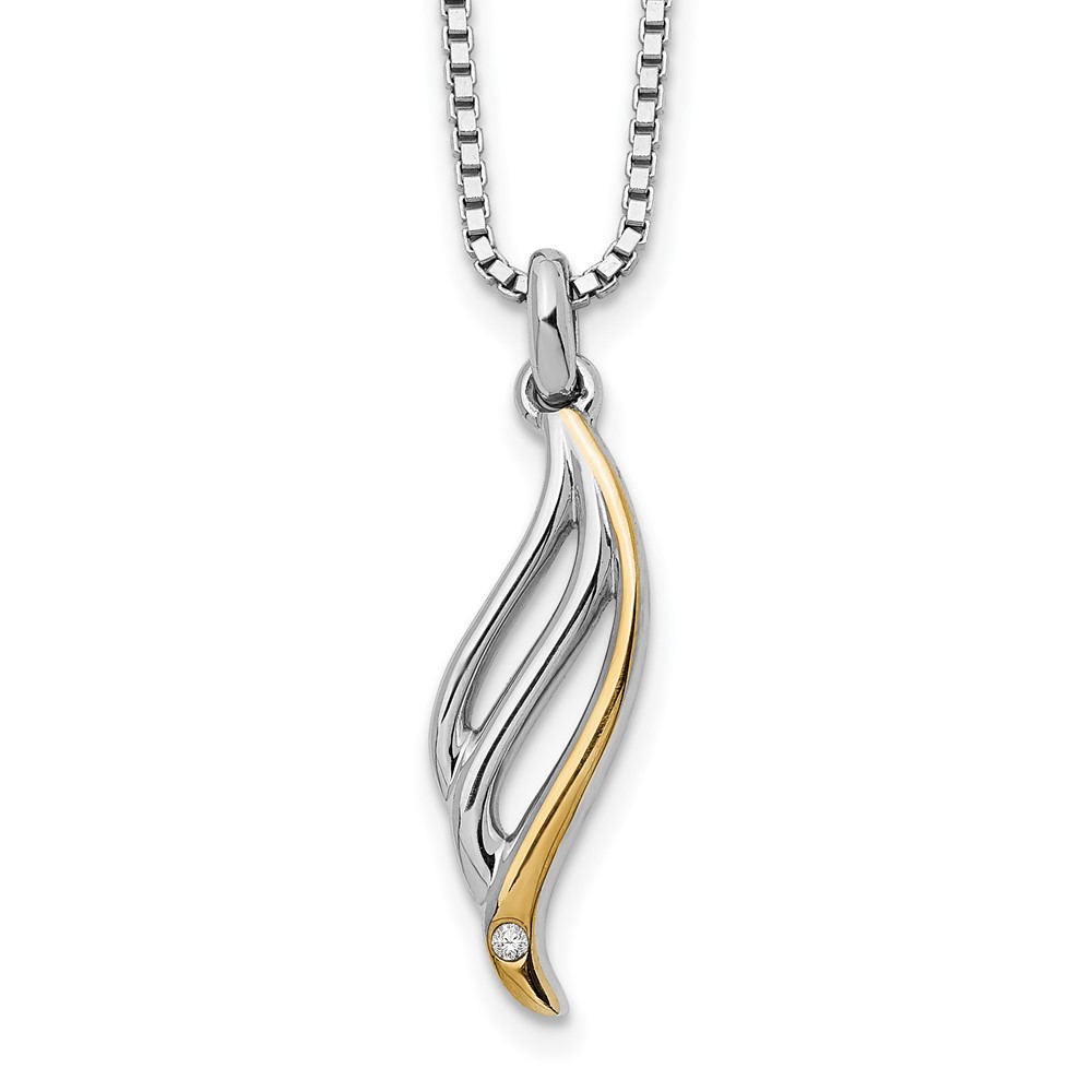 White Ice Sterling Silver Rhodium-plated Gold-tone Diamond Necklace with 2 Inch Extender, 18"