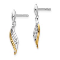 White Ice Sterling Silver Rhodium-plated Gold-plated Diamond Post Dangle Earrings view 2