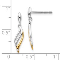 White Ice Sterling Silver Rhodium-plated Gold-plated Diamond Post Dangle Earrings view 4