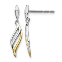 White Ice Sterling Silver Rhodium-plated Gold-plated Diamond Post Dangle Earrings view 1