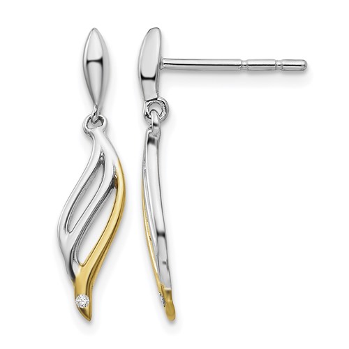 White Ice Sterling Silver Rhodium-plated Gold-plated Diamond Post Dangle Earrings