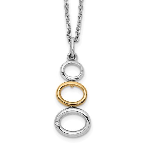 White Ice Sterling Silver Rhodium-plated Gold-tone Diamond Necklace with 2 Inch Extender, 18"
