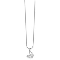 White Ice Sterling Silver Rhodium-plated Diamond Butterfly Necklace with 2 Inch Extender, 18" view 2