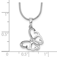 White Ice Sterling Silver Rhodium-plated Diamond Butterfly Necklace with 2 Inch Extender, 18" view 3
