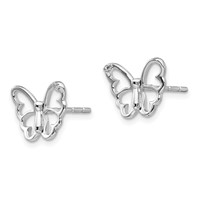 White Ice Sterling Silver Rhodium-plated Diamond Butterfly Post Earrings view 2