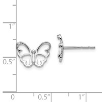 White Ice Sterling Silver Rhodium-plated Diamond Butterfly Post Earrings view 4