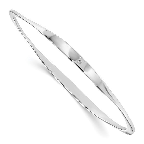 White Ice Sterling Silver Rhodium-plated Diamond Bangle