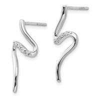 White Ice Sterling Silver Rhodium-plated Diamond Post Dangle S Shaped Earrings view 2