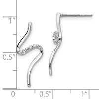 White Ice Sterling Silver Rhodium-plated Diamond Post Dangle S Shaped Earrings view 4