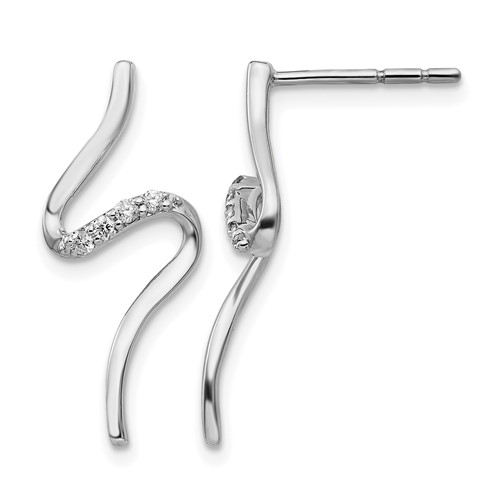 White Ice Sterling Silver Rhodium-plated Diamond Post Dangle S Shaped Earrings