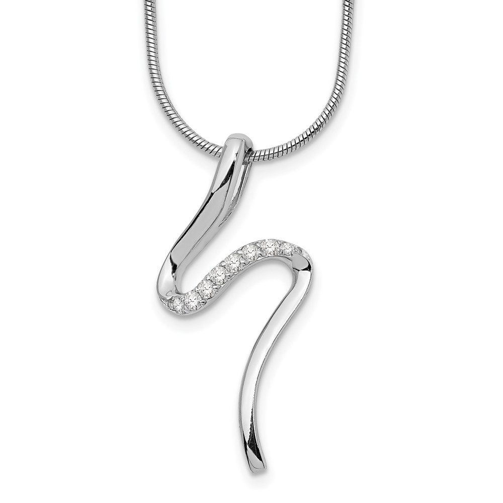 White Ice Sterling Silver Rhodium-plated Diamond S Shaped Necklace with 2 Inch Extender - 18in