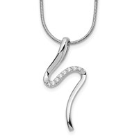 White Ice Sterling Silver Rhodium-plated Diamond S Shaped Necklace with 2 Inch Extender - 18in view 1