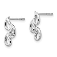 White Ice Sterling Silver Rhodium-plated Diamond Raindrop Post Earrings view 2