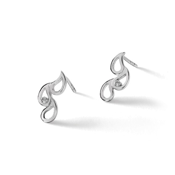 White Ice Sterling Silver Rhodium-plated Diamond Raindrop Post Earrings