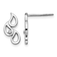 White Ice Sterling Silver Rhodium-plated Diamond Raindrop Post Earrings view 1
