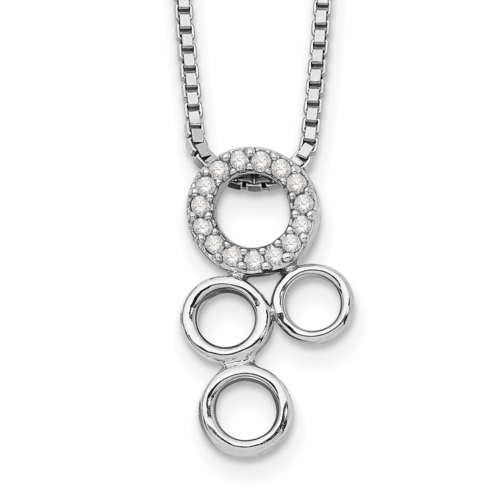 White Ice Sterling Silver Rhodium-plated Diamond Circles Slide Pendant Necklace with 2 Inch Extender, 18"