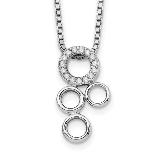 White Ice Sterling Silver Rhodium-plated Diamond Circles Slide Pendant Necklace with 2 Inch Extender, 18"