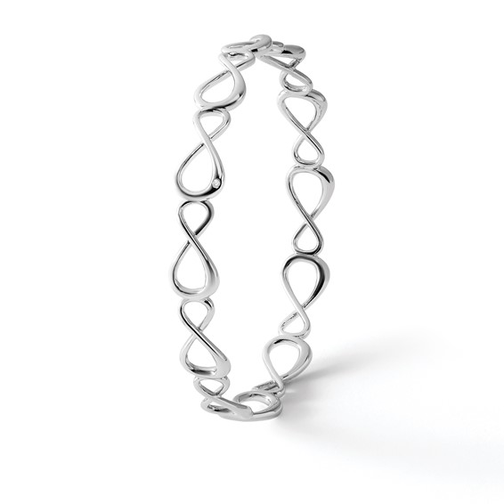 White Ice Sterling Silver Rhodium-plated Diamond Infinity Symbol Bangle