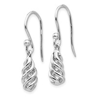 White Ice Sterling Silver Rhodium-plated Diamond Spiral Dangle Shepherd Hook Earrings view 2