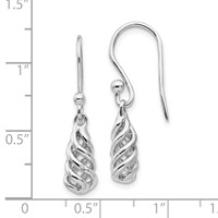 White Ice Sterling Silver Rhodium-plated Diamond Spiral Dangle Shepherd Hook Earrings view 4