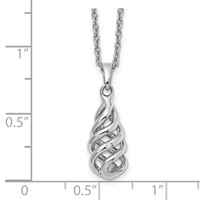 White Ice Sterling Silver Rhodium-plated Diamond Spiral Necklace with 2 Inch Extender, 18" view 3